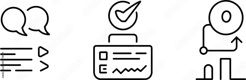 Poster vector icons for communication checklist and growth analysis perfect for website and application use