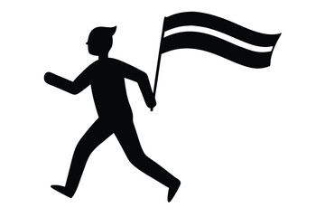 Person running with rainbow flag pride parade vector illustration