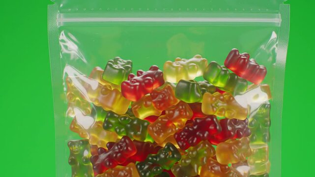 Yupi candy on green background
