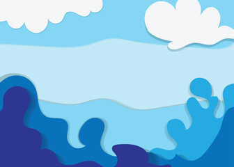 blue sky and sea on papercut 