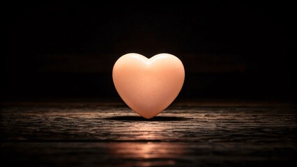 Fototapeta premium Heart shape candle light on wooden table. 