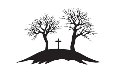 halloween tree silhouette vector