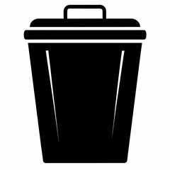garbage bin silhouette vector black on white background