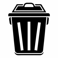 garbage bin silhouette vector black on white background