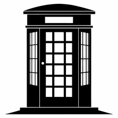 telephone booth silhouette vector black on white background