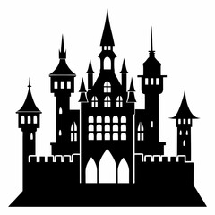 Fototapeta premium historic castle silhouette vector black on white background