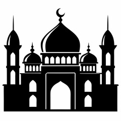 mosque silhouette vector black on white background