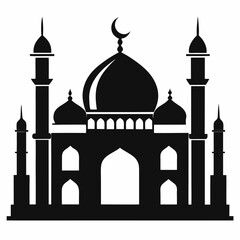 mosque silhouette vector black on white background