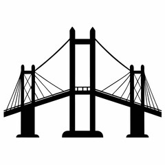 bridge cable silhouette vector black on white background