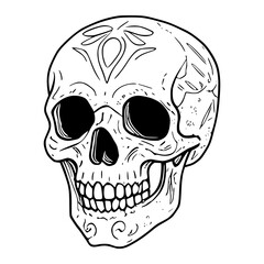 Fototapeta premium A human skull and crossbones vector illustration, a scary symbol of death and danger, perfect for Halloween or pirate-themed designs