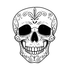 Fototapeta premium Stylized human skull and crossbones vector illustration, perfect for themes of death, danger, or Halloween