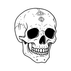 Obraz premium Stylized human skull and crossbones vector illustration, perfect for themes of death, danger, or Halloween