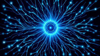 Abstract blue network glowing lines digital technology