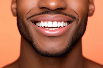 Close-up of a person's smiling mouth.