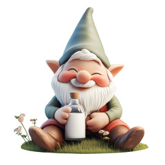 Cute cartoon gnome. Christmas red santa claus. Generative AI