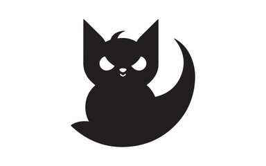 halloween black cat on white background