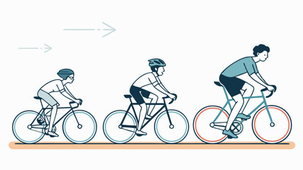 Fototapeta premium Cycling woman silhouette vector illustration of a girl on a bicycle in the city, fun sport activity