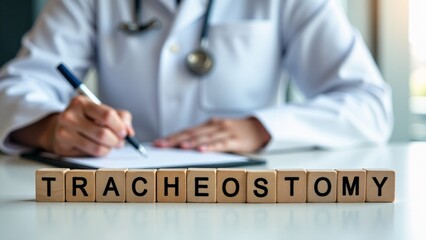 Doctor Writes Notes On Tracheostomy Procedure