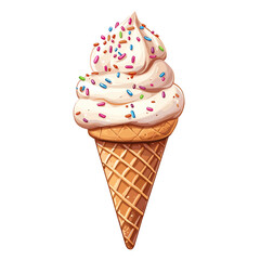 cute ice cream cone with sprinkles cartoon icon style white background
