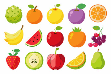 Colorful and Diverse Cartoon Fruit Collection Including Apples Oranges Bananas Watermelon and More Perfect for Educational Materials Children s Books and Healthy Eating Campaigns