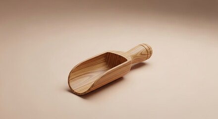 Wooden Scoop on Neutral Background