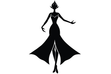 Minimalist hand drawn drag queen in flare dress