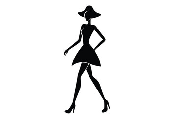 Minimalist hand drawn drag queen walking in heels