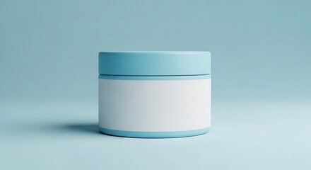 Blue Cosmetic Jar with Blank Label