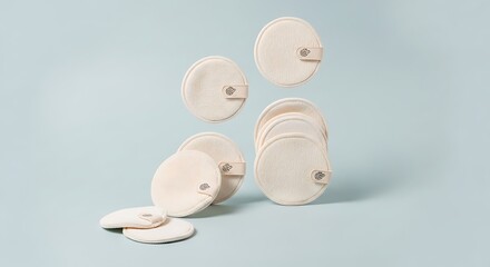 Reusable Makeup Remover Pads on Light Blue Background