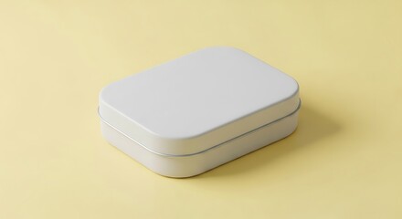 Metal Tin Box on Yellow Background