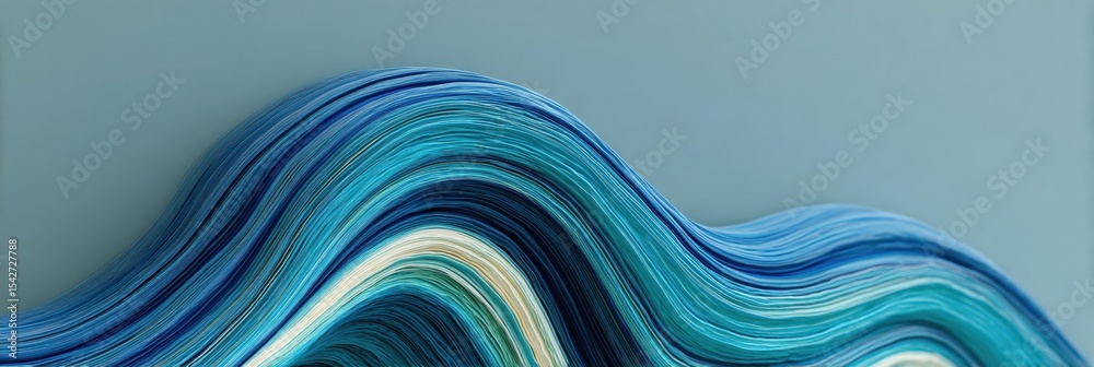 Poster Flowing Waves of Layered Blue Tones Create a Tranquil Atmosphere With a Sense of Slow-Motion Movement and Depth