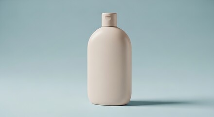 Beige Bottle Product on Blue Background