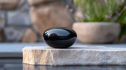 A compact booster with a minimalist, pebblelike design