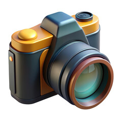 3d cartoon camera render isolated on transparent background