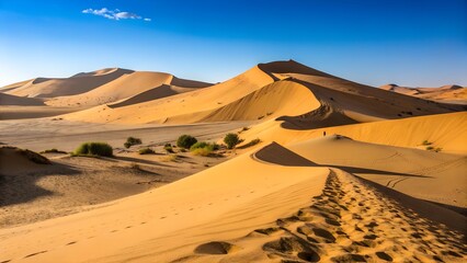 sand dunes in death valley Golden Desert Dunes Under Clear Sky with Strong Shadows