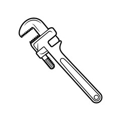 Black and white illustration of a pipe wrench tool