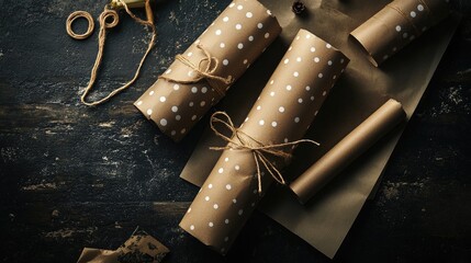 Rustic Gift Wrapping Tools with Twine and Scissors