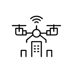 Smart city concept with drones and sensors over urban buildings  