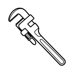 Black and white line art illustration of a pipe wrench tool