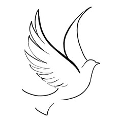 A symbolic Christian logo featuring a cross, a dove, and an open Bible. The dove rises like a flame from the scriptures, representing the Holy Spirit and the light of God’s word. This minimalist black