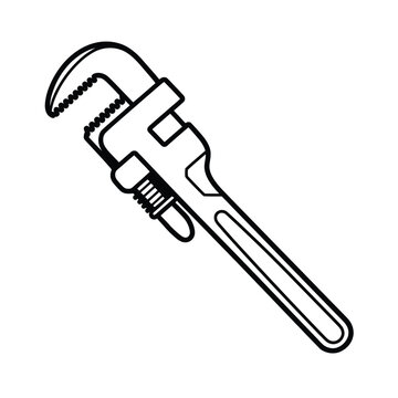 black and white pipe wrench tool clip art preview