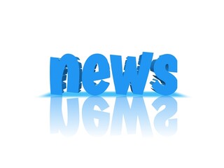 News headline. News word of blue three-dimensional letters.