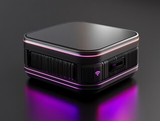 A futuristic WiFi booster designed with dynamic, moving LED patterns