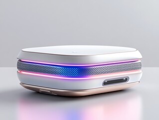 A futuristic WiFi booster designed with dynamic, moving LED patterns