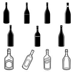 set of wine bottles