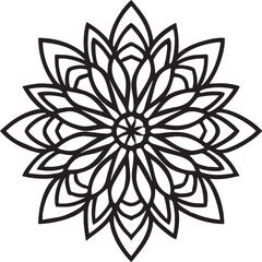 Abstract Floral Mandala Illustration Intricate Line Art Design Decorative Element Template