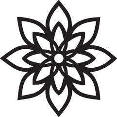 Elegant Floral Design Featuring Stylized Petals and Central Circle Outline Iconography