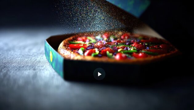 Pizza in a box, sprinkled with glitter
