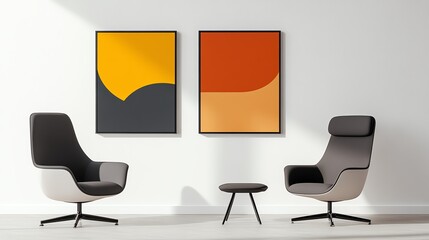 A stylish booster blending seamlessly into a modern art display