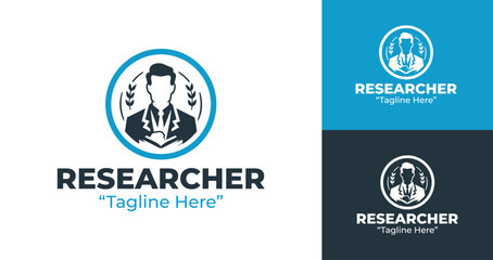 Innovative Researcher Logo with Intellectual Man Icon for Professionals